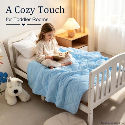 Image of BEDSUM Toddler Quilt 39x47, Microfiber Baby Quilt for Crib, Aqua | Lightweight Toddler Blanket for Boys Girls Nursery, Machine Washable All Season Kid Quilt, Tummy Time Blanket, Stroller Quilt