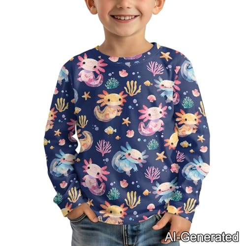 Image of Renewold Boys Girls Tees Kids T-Shirt Long Sleeve Crewneck T Shirts Casual Athletic Tops Clothing for Home School Travel