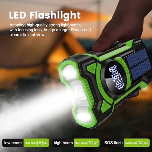 Rádio de emergência à prova d'água, rádio de manivela solar, rádio meteorológico portátil AM/FM/NOA