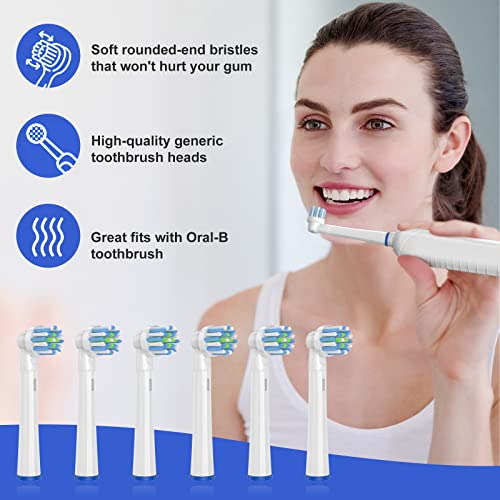 Replacement Heads Compatible With Oral B Braun, Sensitive Electric Toothbrush Heads Precision Refills For 7000, Sensitive Gum Care, Gentle Clean, Oralb Pro 1000, 9600, 500, 3000, 8000, Plus (6 Count) #TOP3