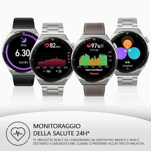 HUAWEI WATCH GT 3 Pro 46 mm Smartwatch Orologio Uomo, Quadrante in Vetro Zaffiro, Monitoraggio della Salute 24h, Durata Batteria fino a 14 Giorni, 5ATM, GPS, Versione italiana, Black Fluoroelastomero