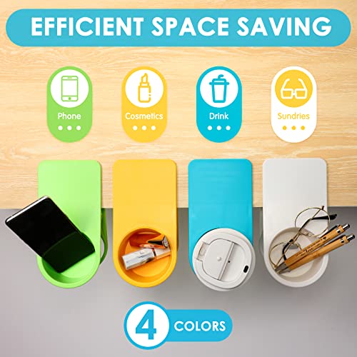 Roshtia 4 Pcs Desk Cup Holder Drinking Cup Holder Clip Plastic Colorful Clamp On Cup Holder Desk Bottle Cup Stand For Coffee Beach Glass Water Mug Bottle Home Office Beverage, White Green Blue Yellow #TOP3
