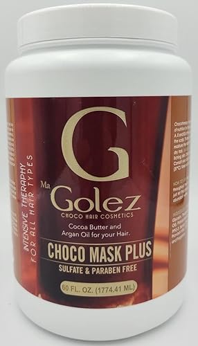 Choco Mask Plus 60 oz. Proteína de chocolate, sin sulfatos ni parabenos, manteca de cacao y aceite de argán, terapia intensiva para todo tipo de