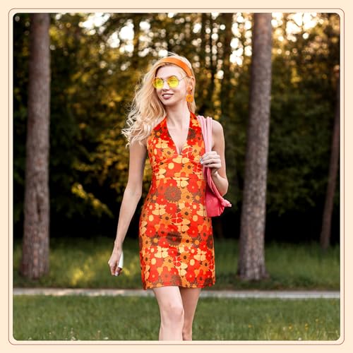 Disfraz retro hippie mujer años 60 y 70 4 piezas miniatura 6