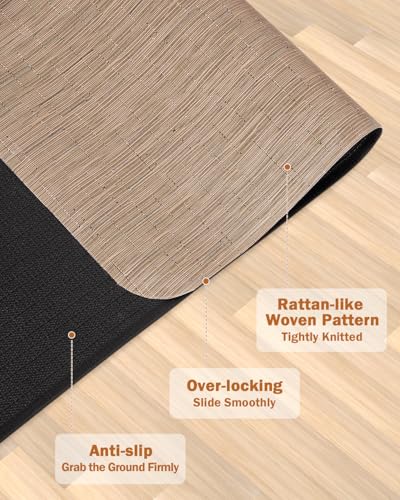 Image of Blvornl Office Chair Mat for Hardwood Floor, 40 inch*55 inch Desk Computer Chair Mat for Hard Wood, Large Anti-Slip Hard Floor Protector for Rolling Chair, PVC Desk Rug for Office Red Brown