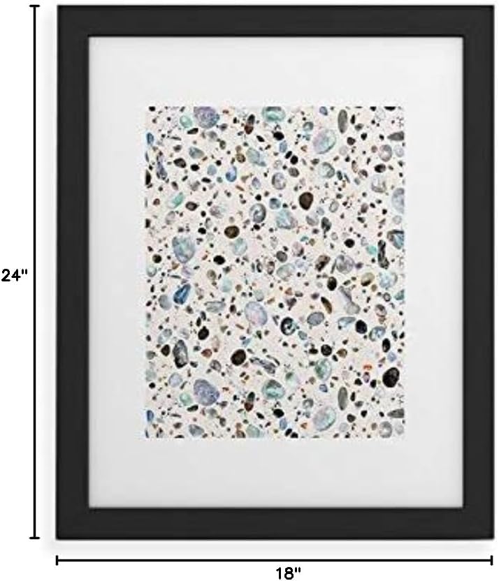 Deny Designs Ninola Designs Framed Art Print, Black Classic (18" x 24"), Pebble Terrazzo Blue