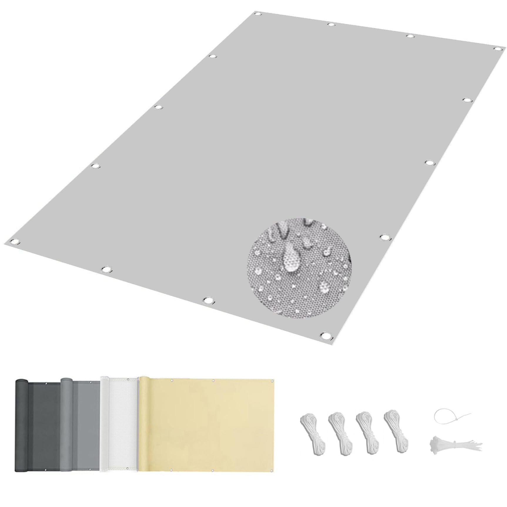 DSRDRFG Sun Shade Sail Waterproof 4.7x6M Rectangle Sunscreen Awning Canopy with Rope, 95% UV Block Outdoor Sun Shade Sail Garden for Patio, Yard, Pergola, Party, Light gray
