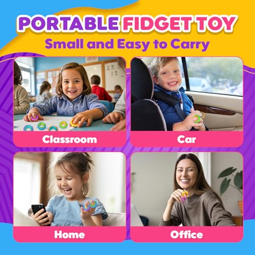 Fidget Toys Sensory Rings for Kids: 12 Pack Finger Spinner Rings - Texture Stress Toys for Kids Autism Calming - Fun Fidgets for Student Classroom Prize Stocking Stuffers - Image 6