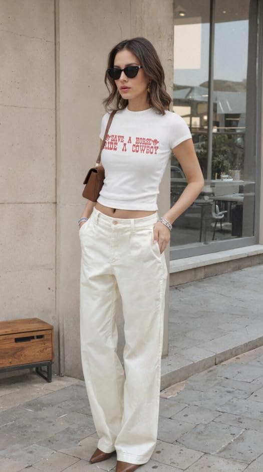 Cropped Cowgirl Outfits for Women Sparkly Western Country Concert Graphic Tee Rodeo Crop Top3