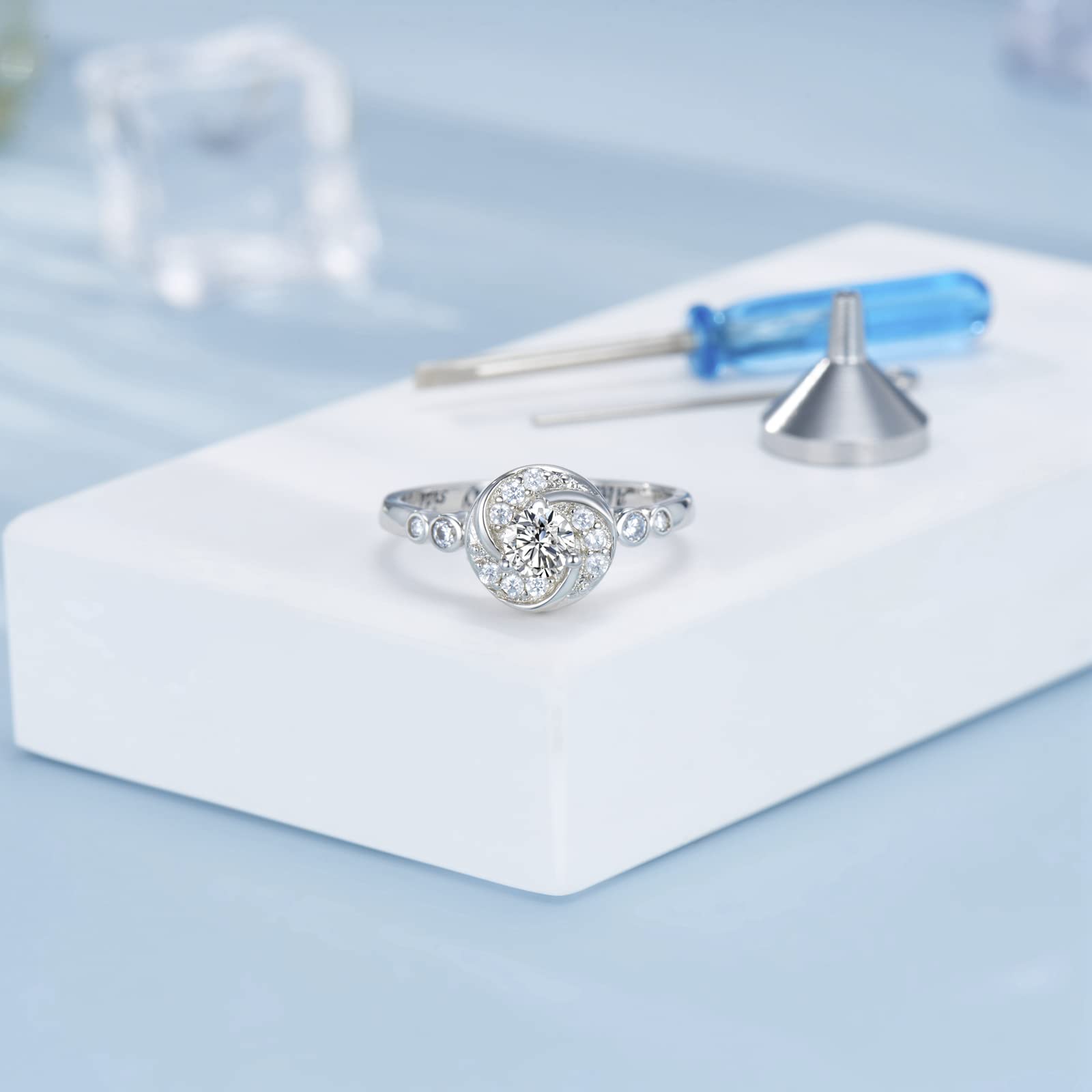 Urn Rings for Cremation Ashes Circle of Life 925 Sterling Silver Always by my side Keepsake Rings Memorial Jewelry for Women (Size 7)