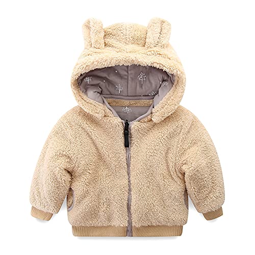 Mud Kingdom Baby Toddler Girls Boys Fleece Hoody Jacket Reversible Zip Up Teddy Coat with Bear Ears Shape Warm Winter Outwear