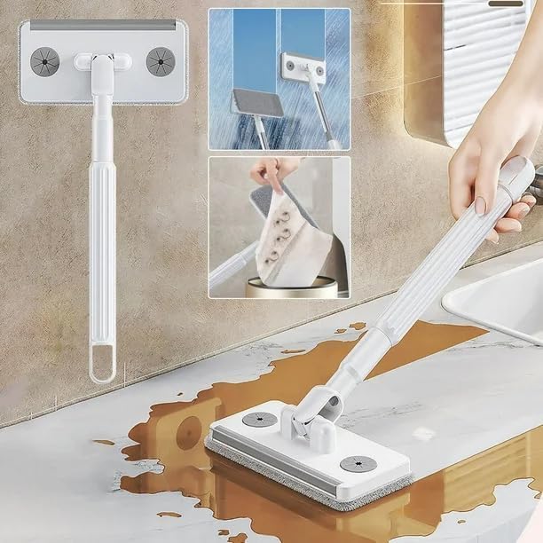 Mini Microfiber Flat Floor & Wall+Window Cleaning Mop | Adjustable Handle, 360° Rotating Head, Reusable Pads, Tile/Glass/Marble Cleaner | Home Bathroom & Kitchen Cleaning Tool-image-19