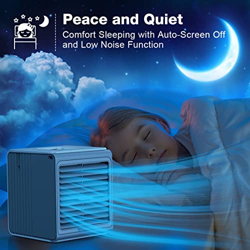 7" Mini Portable Air Conditioner, 3-In-1 Small Evaporative Air Cooler, 2000Mah Battery Powered &Usb Rechargeable Personal Air Cooler W/Humidifier, 3 Speed, Quiet Desk Fan For Room Office Car Camping #TOP6