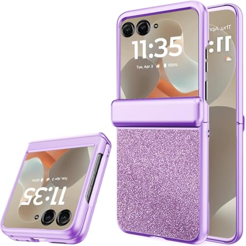 Étui Motorola Razr 60 Ultra 2025 à paillettes NINKI violet avec charnière