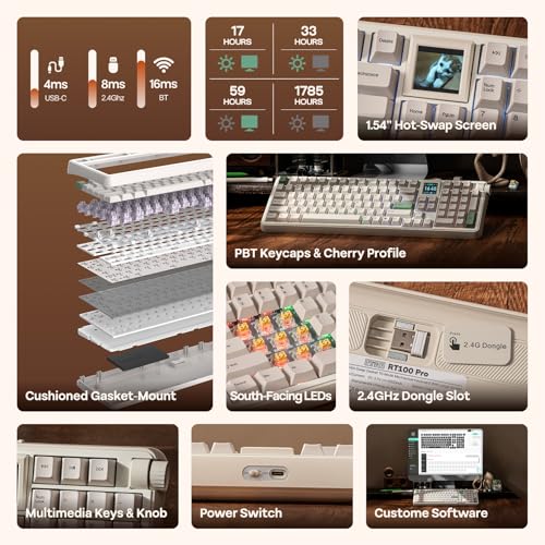 Clavier mécanique RT100 Pro EPOMAKER blanc avec écran hotswap - 2