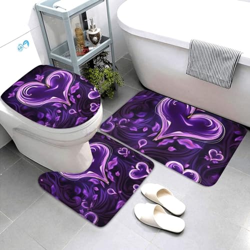 Tapis de salle de bain lavables violet avec contour WC super absorbant - 2