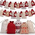 Nordkai Adventskalender zum Befüllen – 24 Stoffbeutel mit Zahlen & Kordel – DIY Weihnachtskalender Set mit Zubehör – Weihnachtsdeko für Kinder & Erwachsene (Nordic Winter – Rentier & Schnee)