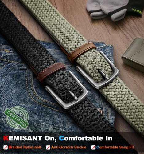 Image of KEMISANT Men's Golf Belt Nulti-pack, Braided Woven Stretch Belt for Gift Men Casual Jeans Sports Work 1 3 /8 inch