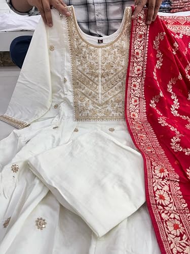 Image of by Pink Anarkali Flared Kurti Pant Dupatta Suit Set.