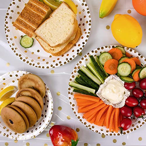 Hapray 4 Pack Plastic Tablecloths For Rectangle Tables, Waterproof Disposable Party Table Cloths With Gold Dot, Rectangular Table Covers For Decorations, Baby Shower, Birthday, Wedding, 54” X 108” #TOP3