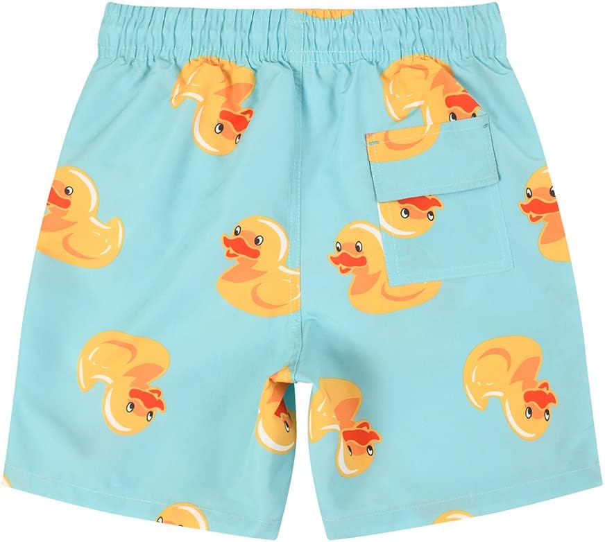 Boys Swim Trunks Quick Dry Bathing Suits Lightweight Swimming Shorts with Mesh Lining Blue Yellow Duck Size 16