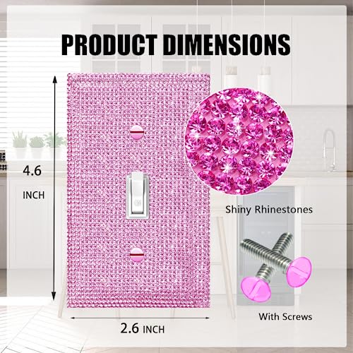 Image of 1 Pcs Shiny Silver Pink Rhinestone Wall Plate Cover 1 Gang Decorative Light Switch Cover Rhinestones Switch Covers