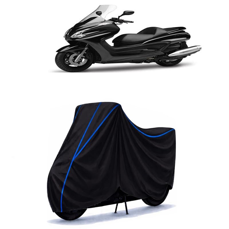 Image of Scooty Cover Water Resistant for Majesty | Universal Scooter & Bike Cover | Heavy Duty UV Protection | Dust, Rain & Scratch Protection | Elastic Fit All Weather Indoor Outdoor | Black with Blue Piping