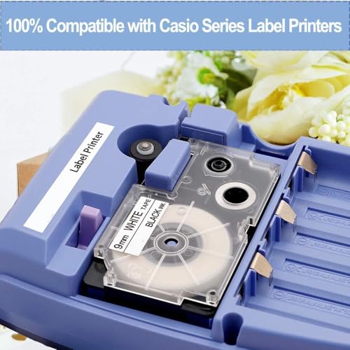Image of LIVYU LIFE 9mm Compatible Label Tape Replacement for Casio KL-120, KL-60, KL-820, KL-7400, KL-G2, KL-HD1 Label Maker, (Black Ink on Green Tape -9 mm x 8m-1 Pcs)