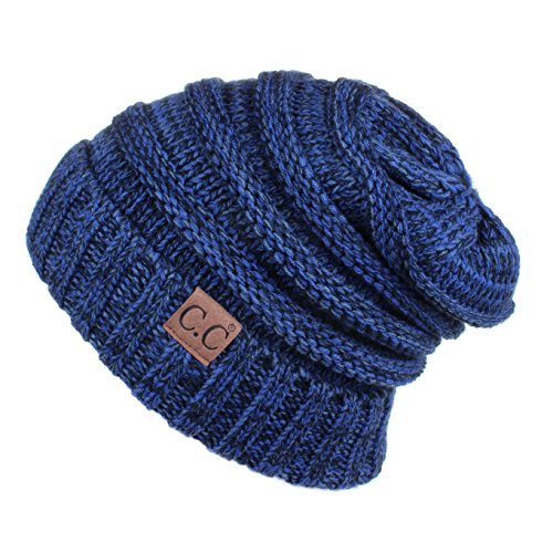 C.C Unisex Beanie Oversized Slouchy Cable Knit Beanie (HAT-6242) (Navy)