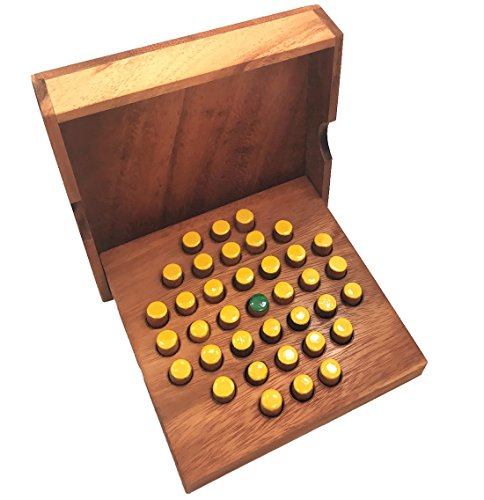 Solitaire Hexagon 37 Pegs juego de madera miniatura 2