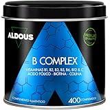 Vitamine B Complex + Vitamine C   400 comprimés pour plus d'un an   Multivitamines   Complexe Vitamine B avec Vitamine B12, B1, B2, B3, B5, B6, Acide Folique, Biotine, Choline   Vegan   ALDOUS