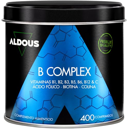 Vitamine B Complex + Vitamine C - 400 comprimés pour plus d'un an - Multivitamines - Complexe Vitamine B avec Vitamine B12, B1, B2, B3, B5, B6, Acide Folique, Biotine, Choline - Vegan - ALDOUS