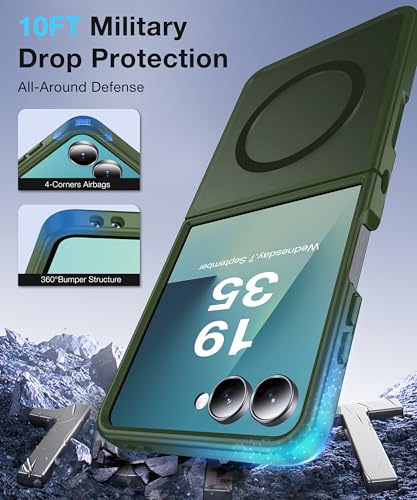 Image of Galaxy Z Flip 7 MagSafe Case, Military Drop Tested, Translucent Matte Silicone Bumper, Anti-Fingerprint, Slim, Grass Green