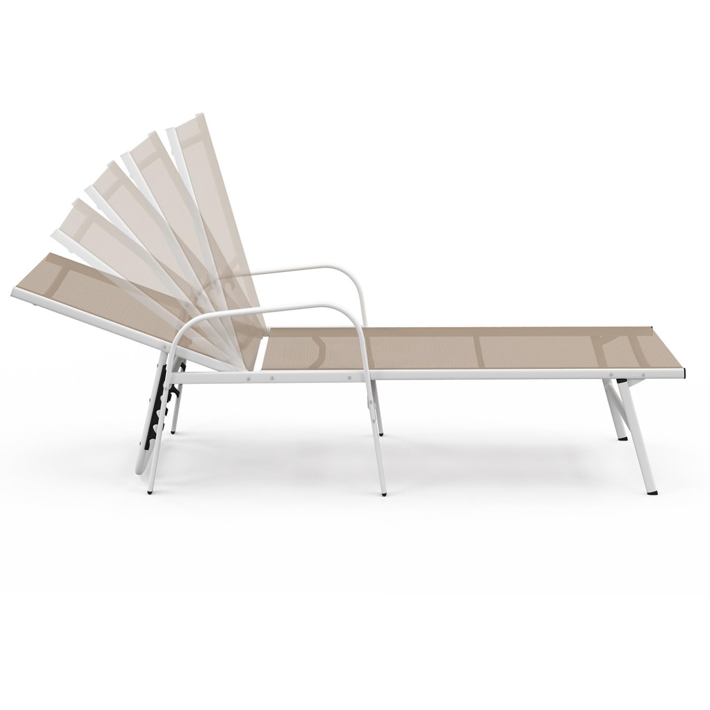 IDMarket - Lot de 2 transats de Jardin inclinables Fidji en Acier Blanc et Toile Beige