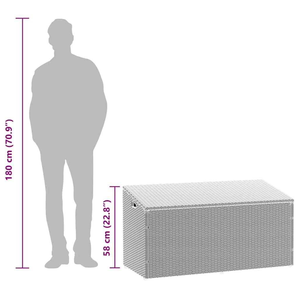 Garten-Auflagenbox Hellgrau 110x50x58 cm Poly Rattan mit wasserfestem Innenbeutel, pulverbeschichtetem Stahlgestell, UV-beständig, für Terrasse, Balkon, Pool und Gartenlagerung