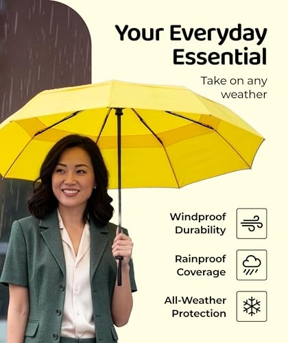 Image of Repel Windproof Travel Umbrella - Compact & Withstands Winds up to 100MPH , Strongest Premium Auto Folding Umbrella for Rain and Sun - Durable, Light & Portable for Women & Men , Fits Backpack & Cars