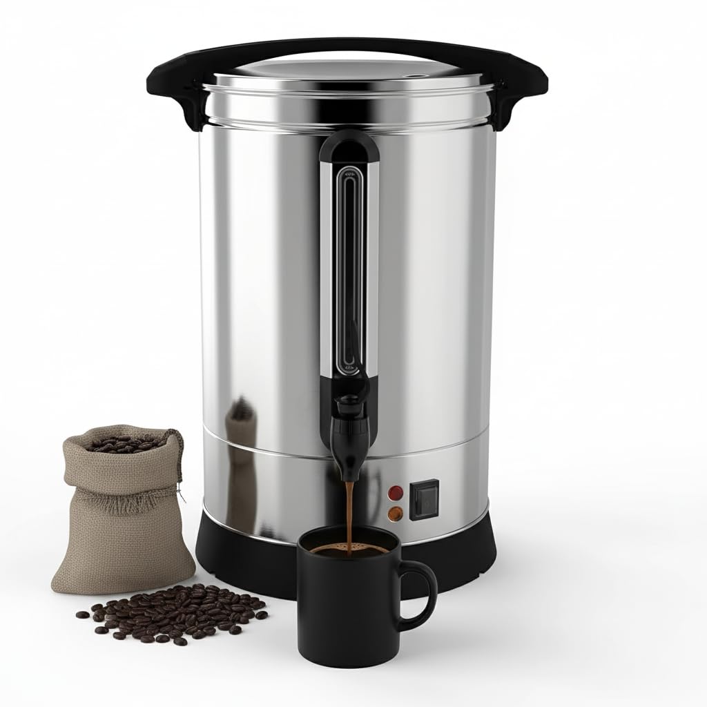 100 Cup Coffee Urn, 14L/3.7Gal Large Capacity Stainless Steel Hot Beverage Dispenser, Fast Brew Rapid Extraction, Commercial Coffee Maker for Party Buffet Catering