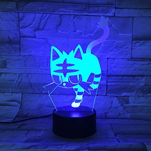 MAGICXYZ Veilleuse Enfant LED Lampe 3D Chat Lampe de Chevet Enfants 7 couleurs Changement Lampe Ambiance pour Salon Chambre Cover