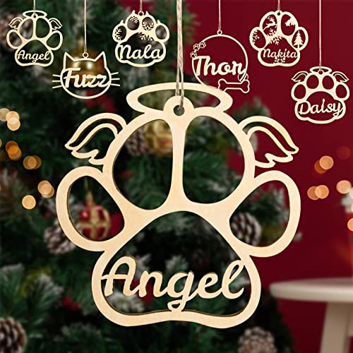 Personalized Dog Christmas Ornament, Custom Ornaments Christmas Wooden with Your Dog's Name for Christmas Tree, Customized Dog Paw Ornaments Pets Name Decor Gifts