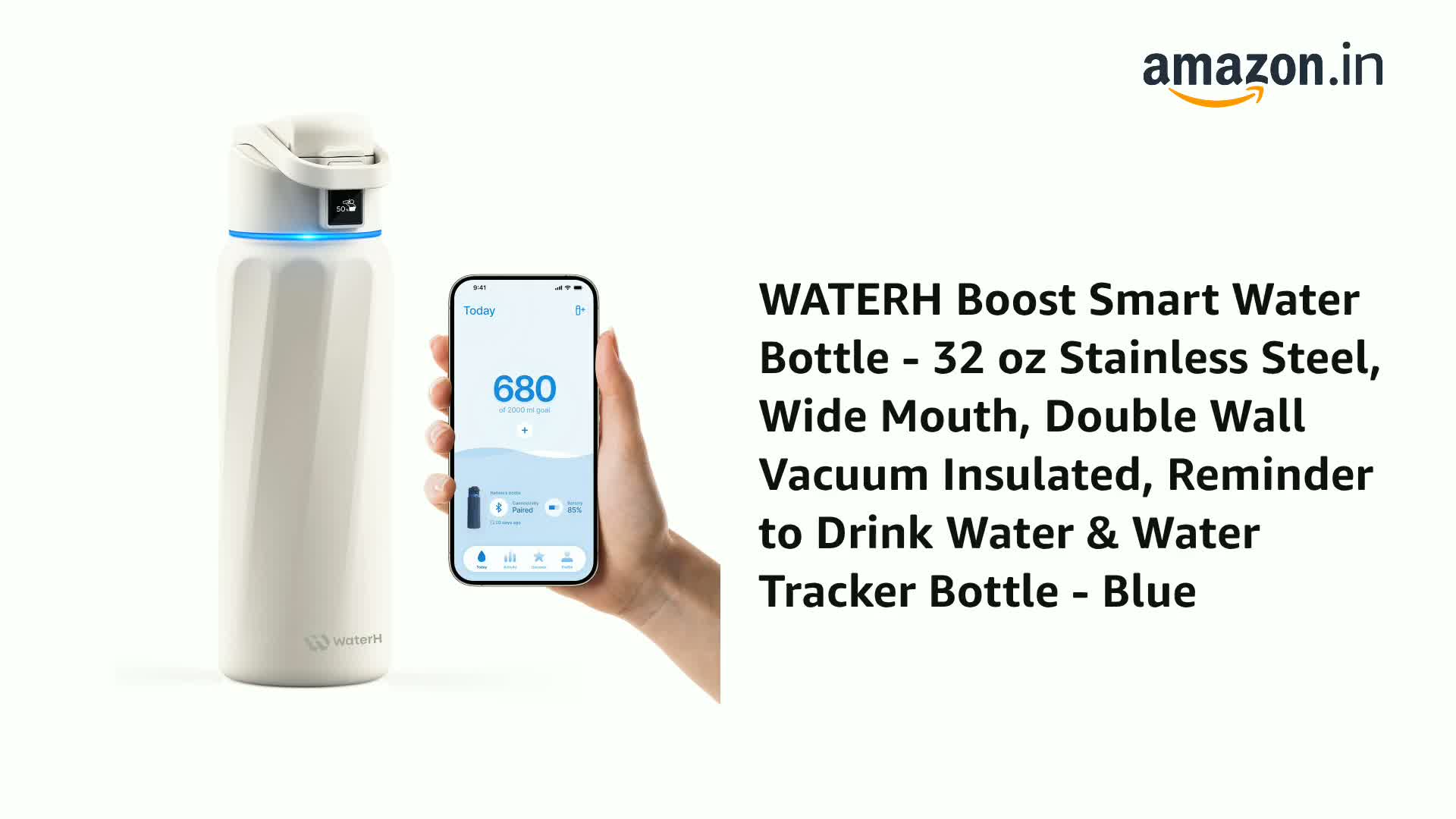 BOOST Smart Water Bottle With Reminder To Drink Water Tracker Bott