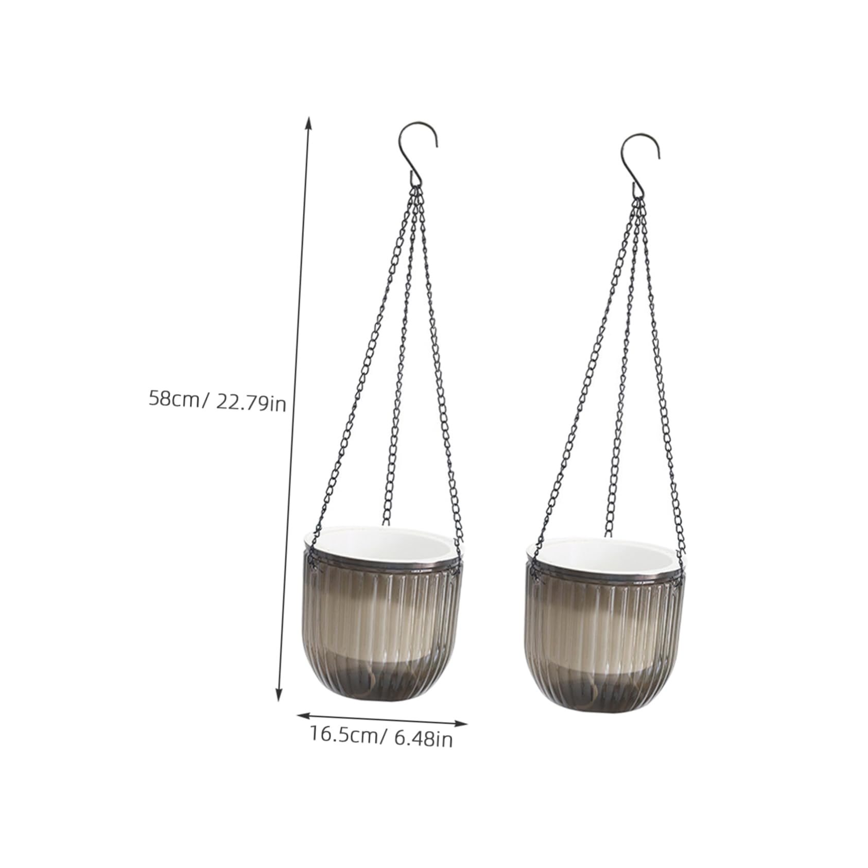 POPETPOP 2 Pièces Pots de Fleurs Suspendus Auto Arrosants de Jardinières pour Intérieur Extérieur Design à Double Irrigation Automatique Couleur Grise Plusieurs Styles