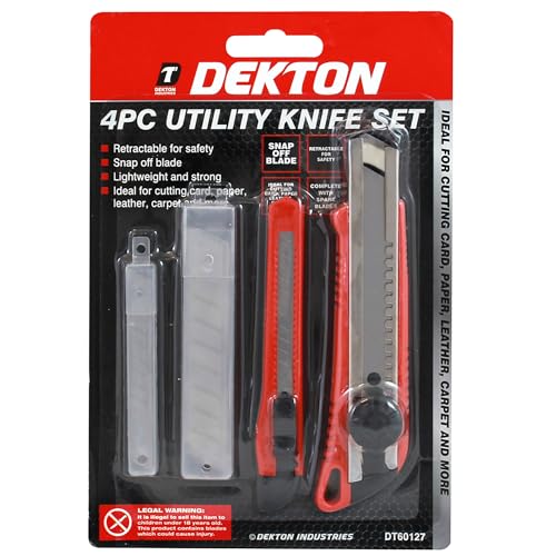 Dekton 2-Piece Snap-Off Utility Knife Set with 5pc 9mm and 18mm Blades, Retractable Safety Mechanism, Ergonomic Non-Slip Handles, Heavy-Duty Construction for Cutting Cardboard, Leather,Carpet and More 2 Dekton 2-Piece Snap-Off Utility Knife Set with 5pc 9mm and 18mm Blades, Retractable Safety Mechanism, Ergonomic Non-Slip Handles, Heavy-Duty Construction for Cutting Cardboard, Leather,Carpet and More - Image 2