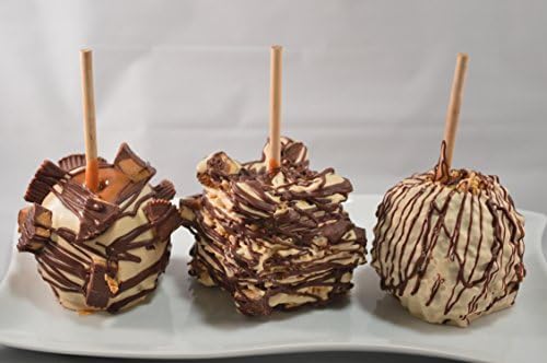 US Sweets Caramel Apple 3 Pack - Caramel Granny Smith Apples Dipped in Peanut Butter White Chocolate with Nuts, Snickers & Reese's | Tasty Gift | Handmade in Small Batches | Guaranteed to Arrive Fresh