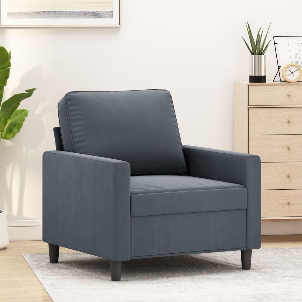 vidaXL Fotel, ciemnoszary, 60 cm, obity aksamitem