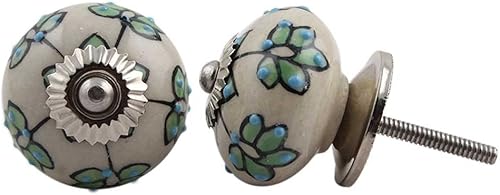 IndianShelf 2 pomos de cerámica multicolor floral para cajones de armario de cocina, tiradores de puerta, tiradores decorativos de tocador de lujo