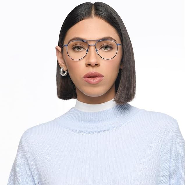 Image of LENSKART BLU | Zero Power Blue Cut Computer Glasses | Anti Glare, Lightweight & Blocks Harmful Rays | Full Rim Rectangular | 100% UV Protected | Black | Men & Women | Large | LB E16049