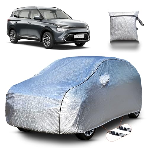 Image of Continental [SilverGuard] Dual Belts Extra Protection Kia Carens Car Cover (2022-2025) Build with Triple Stitched,Waterproof & Dustproof Car Cover for Carens (Metallic Silver).