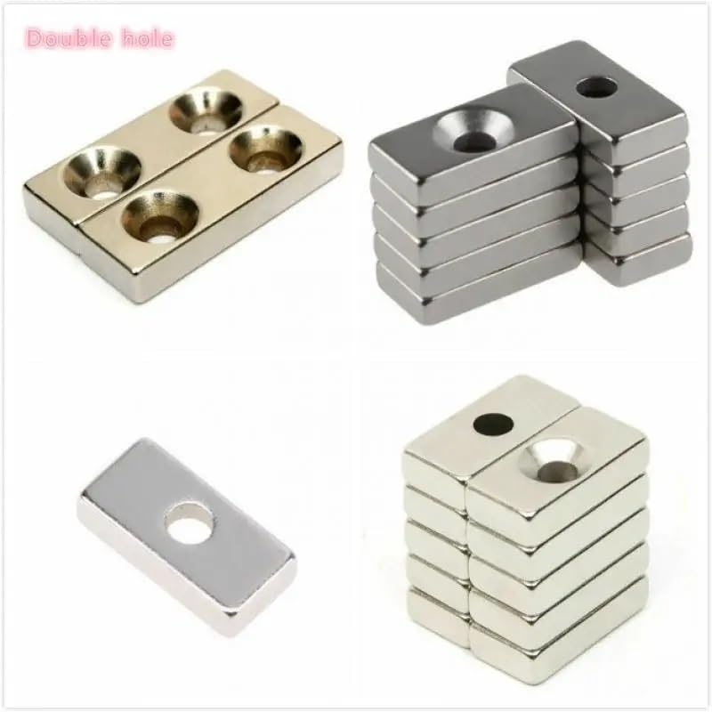 10 Pcs Super Block Cuboid Neodymium Countersunk Hole Rare Earth Magnet(50x10x5-4.2mm 2hole)