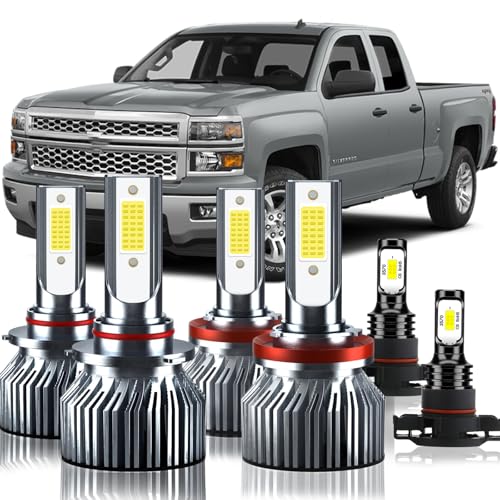 TXBILMOO Upgraded Light Bulbs Kit Compatible For Chevrolet Silverado 1500 2500HD 3500HD 2007-2015 6500K White Plug-and-Play Super Bright Lights Bulbs - 6Pack