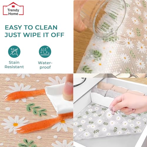 Image of Trendy Home Anti-Slip Mat 45 cm x 5 m for Drawers, Fridge & Shelf Liners | Printed Design, Non-Slip, Food Grade EVA, Washable Kitchen Mat, Leaf Whisper